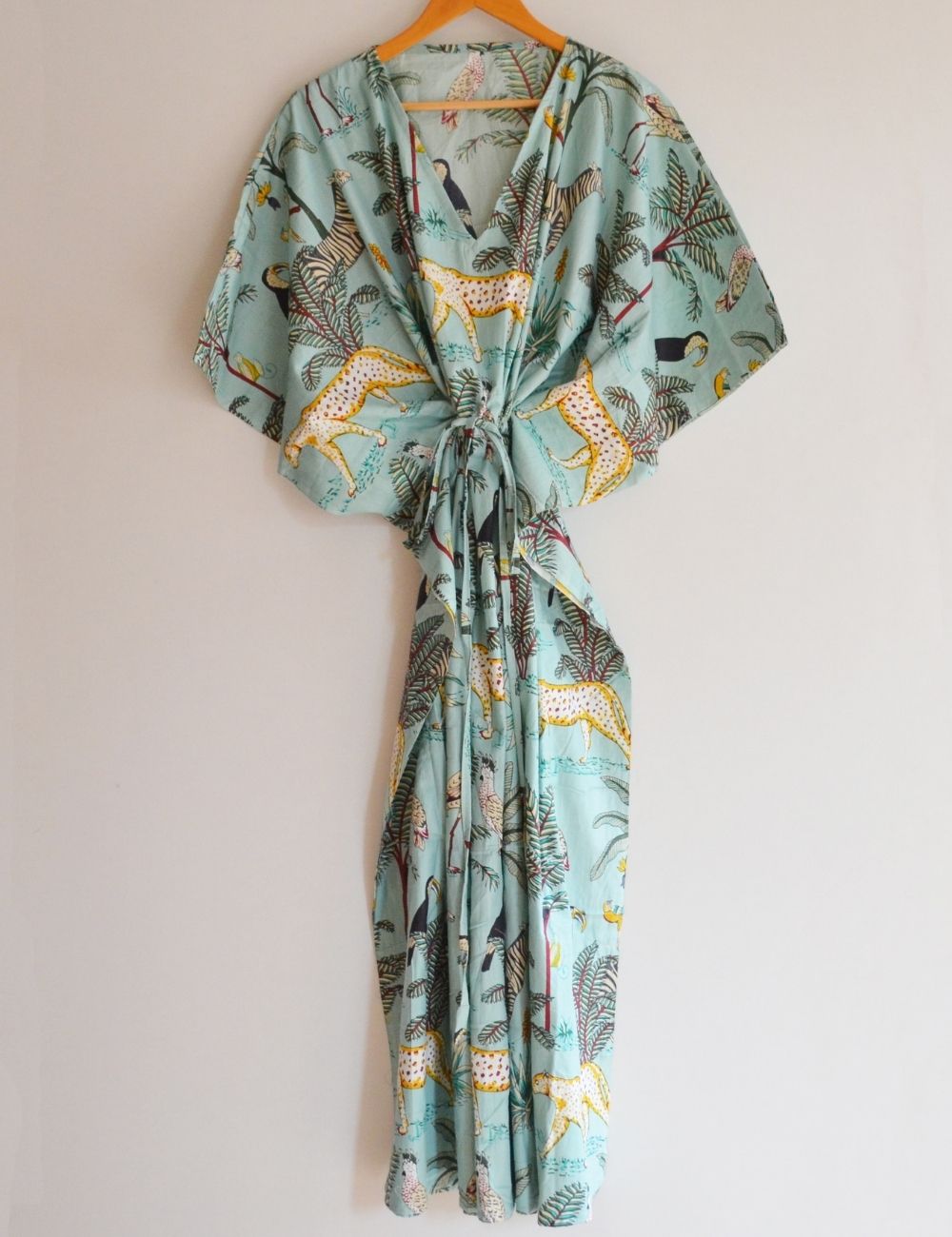 Animal Print Pure Cotton Beach Bikini Cover Up Caftan