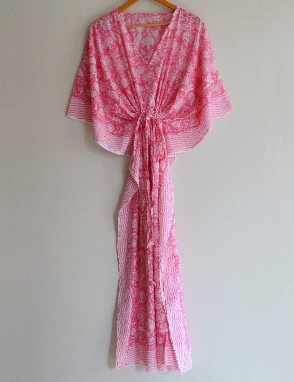 Beautiful Pink Cotton Kaftan For Sleepwear Night Gown