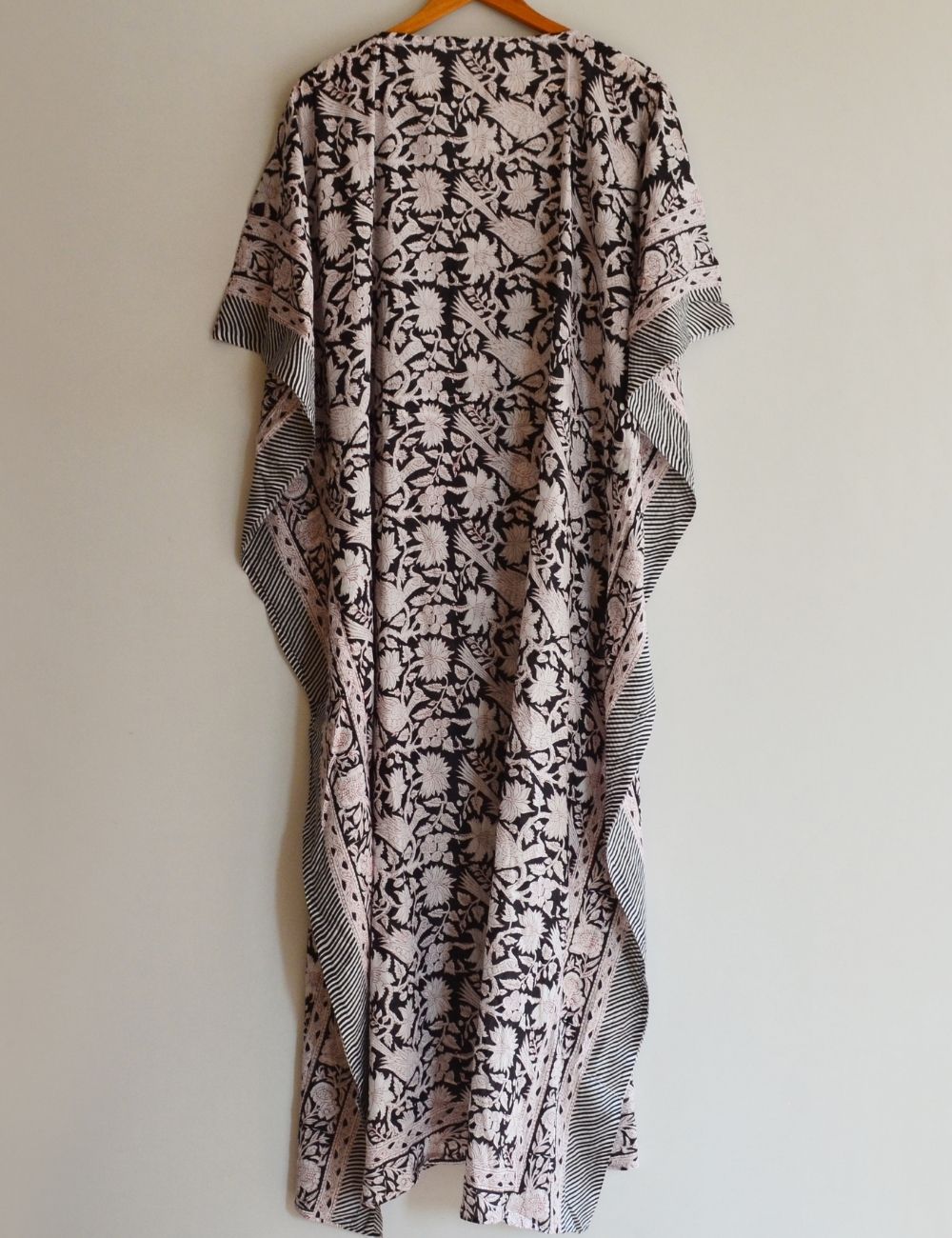 Bird Print Beautiful Black Summer Kaftan Dress