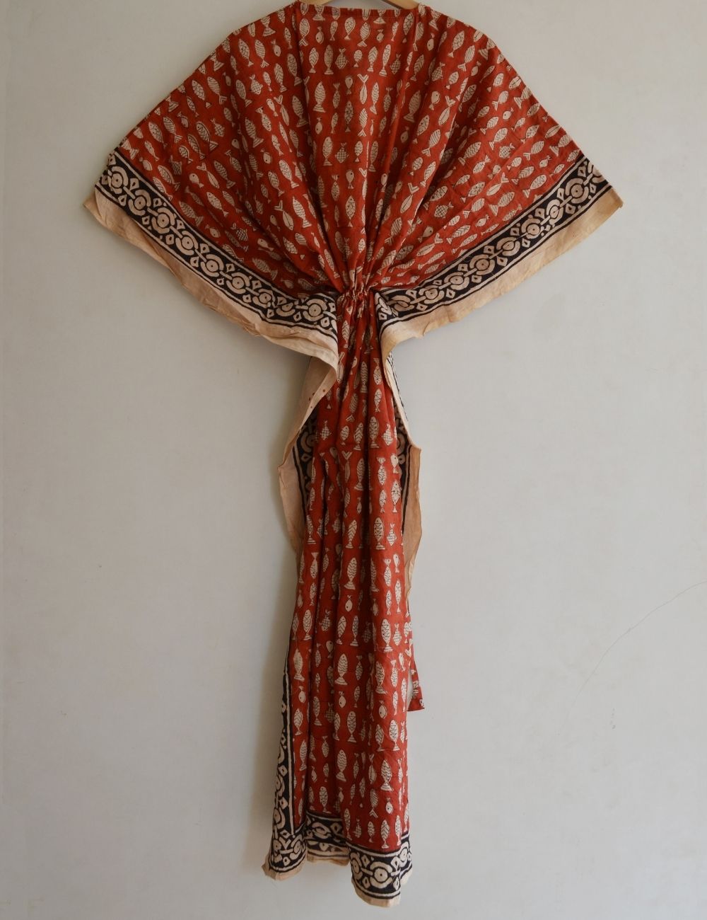 Red Fish Bagru Swin Wear Kaftan For Women's