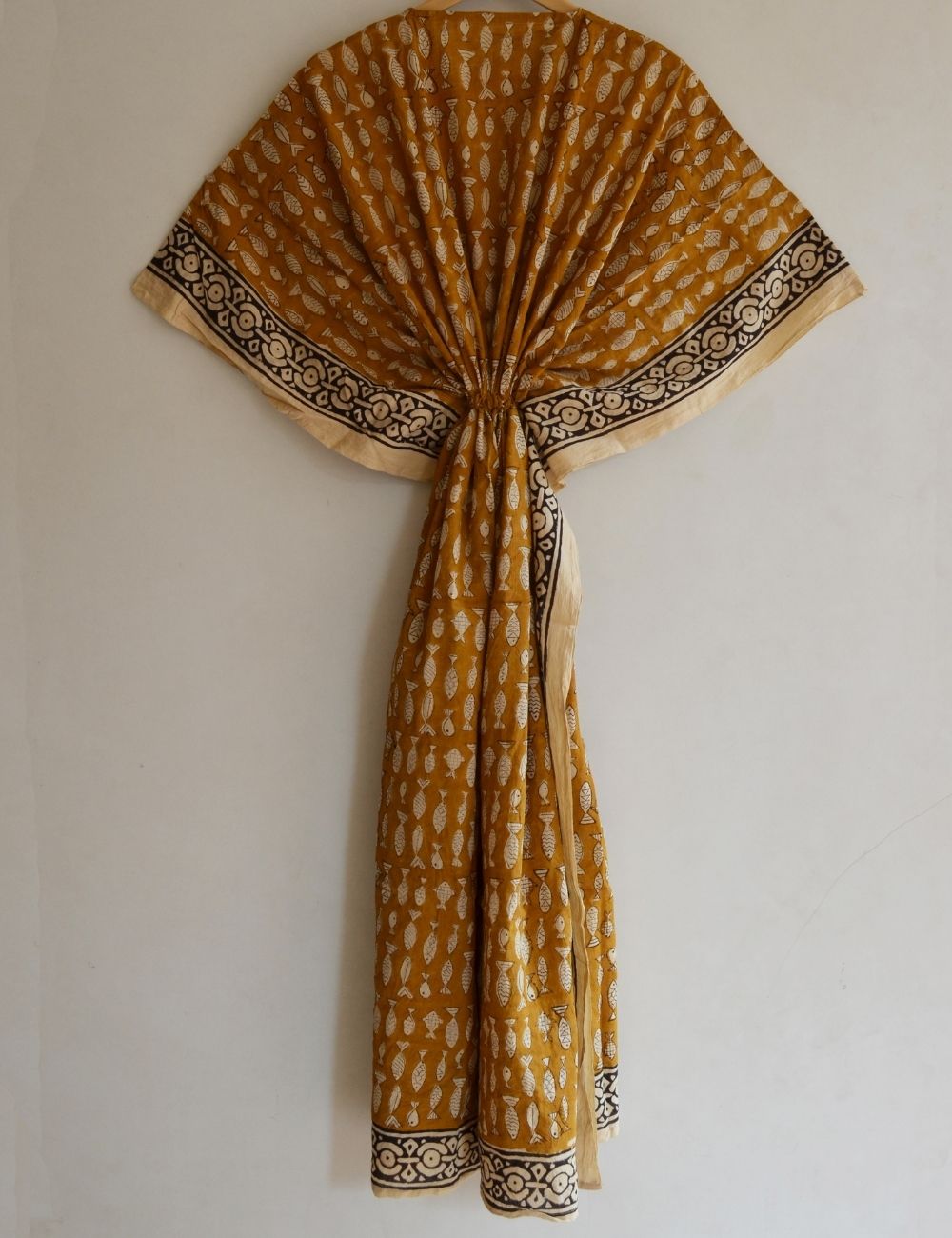Yellow Fish Print Beach Cotton Gown Pregnancy Dress