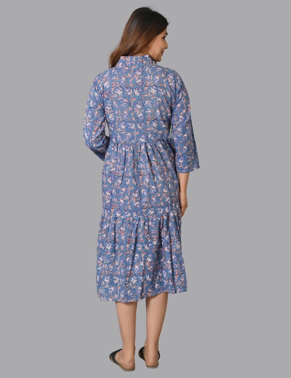 Block Printed Cotton Handmade Midi Dress