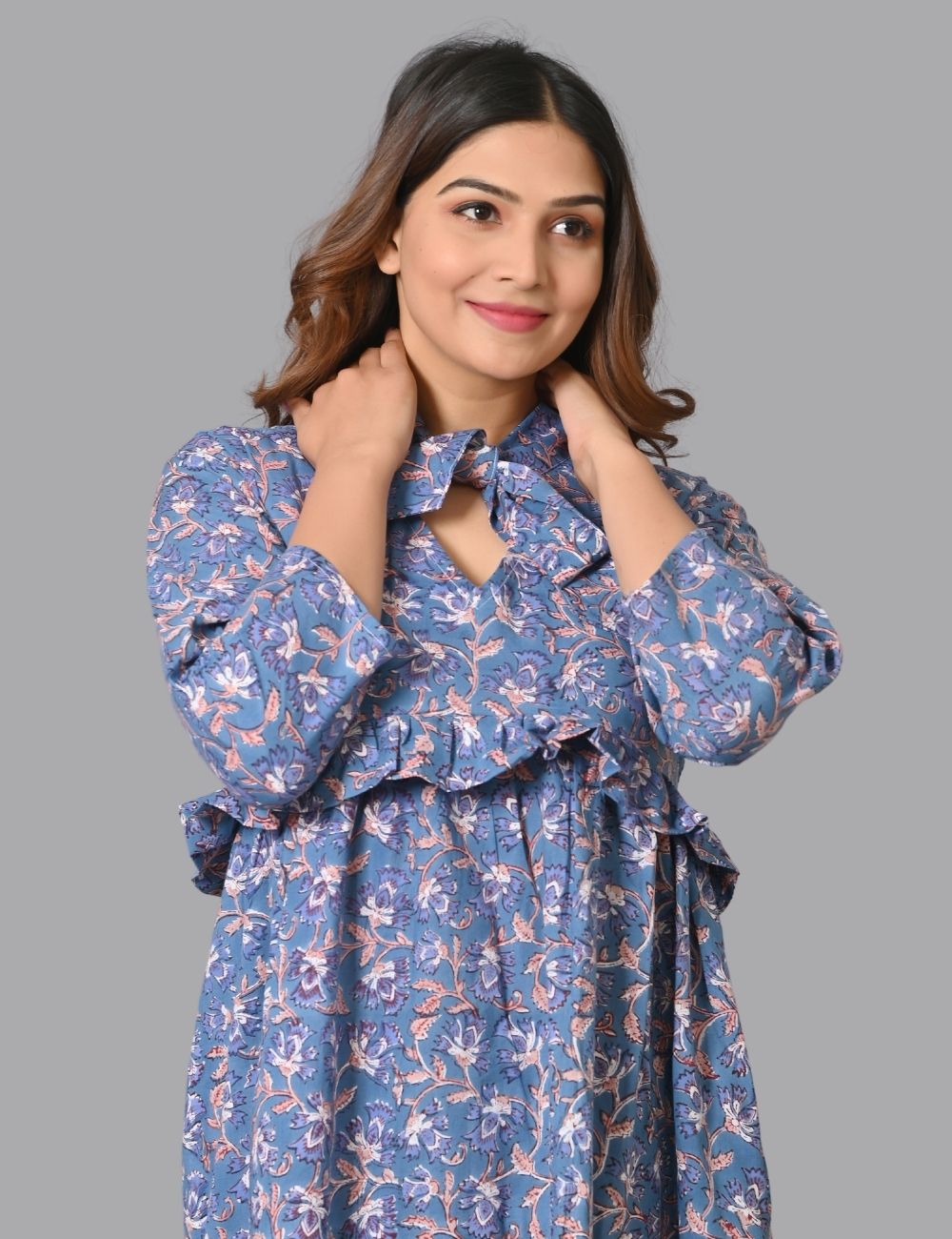 Block Printed Cotton Handmade Midi Dress