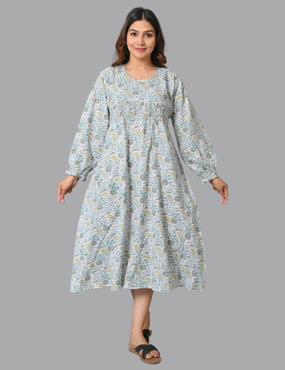 Floral Print Boho Midi Dress