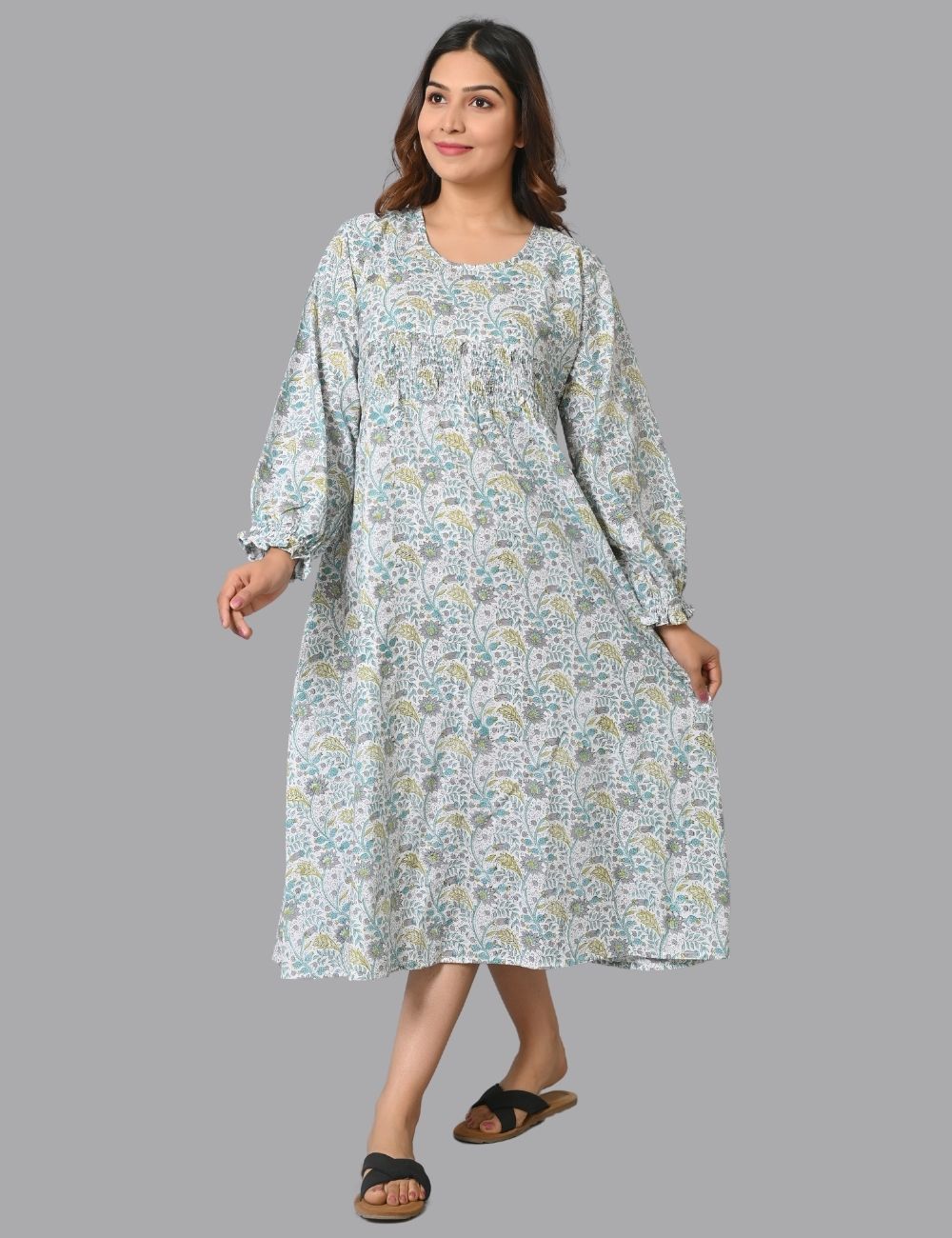 Floral Print Boho Midi Dress