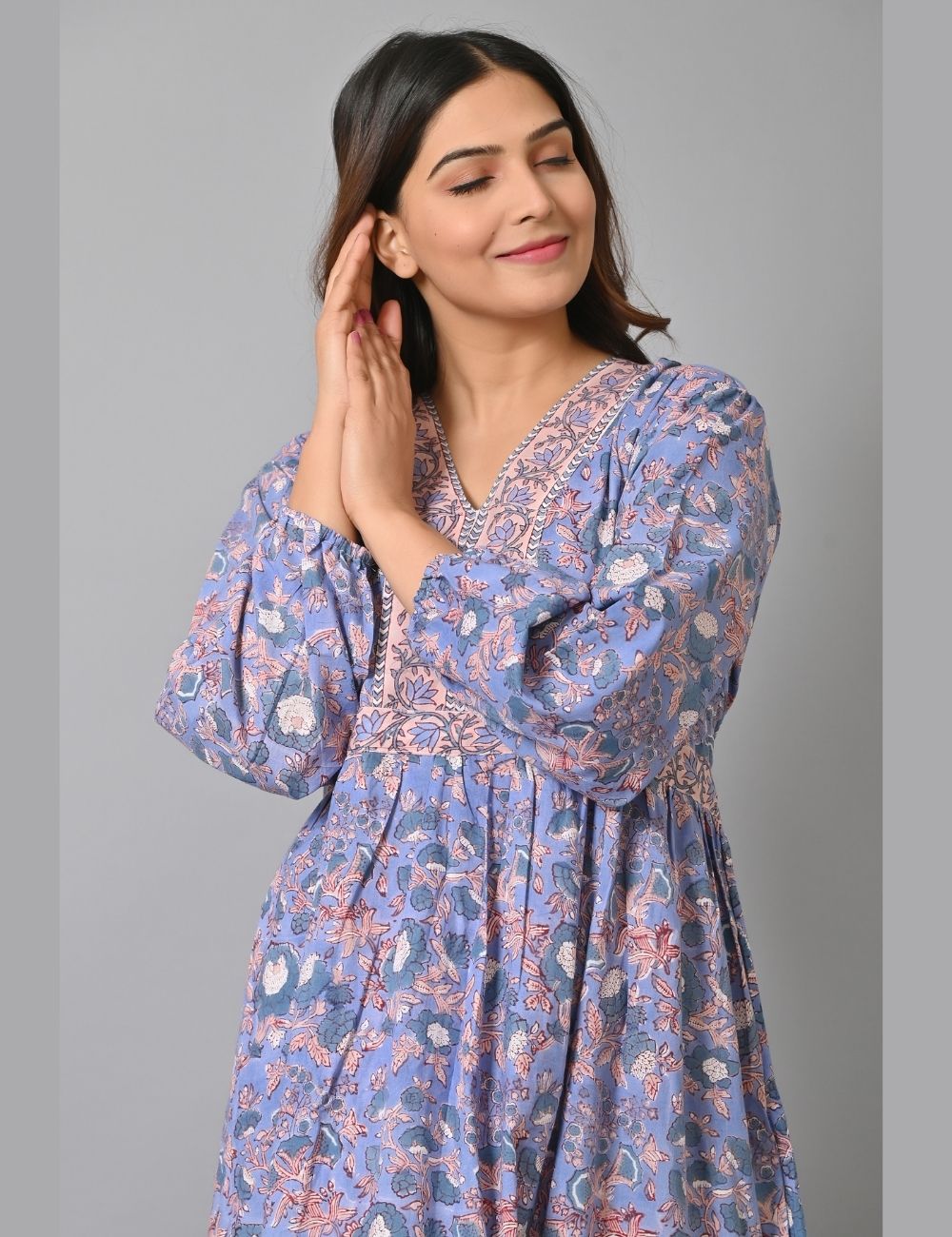 Floral Printed Boho Cotton Midi Dress