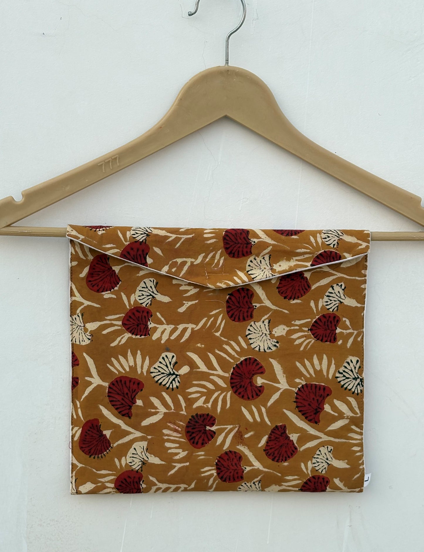 Mustard With Red Floral Bagru Hand Block Cotton Fabric | Bridesmaid Night Party Pajamas | Summer Mid-Night Royal Comforter