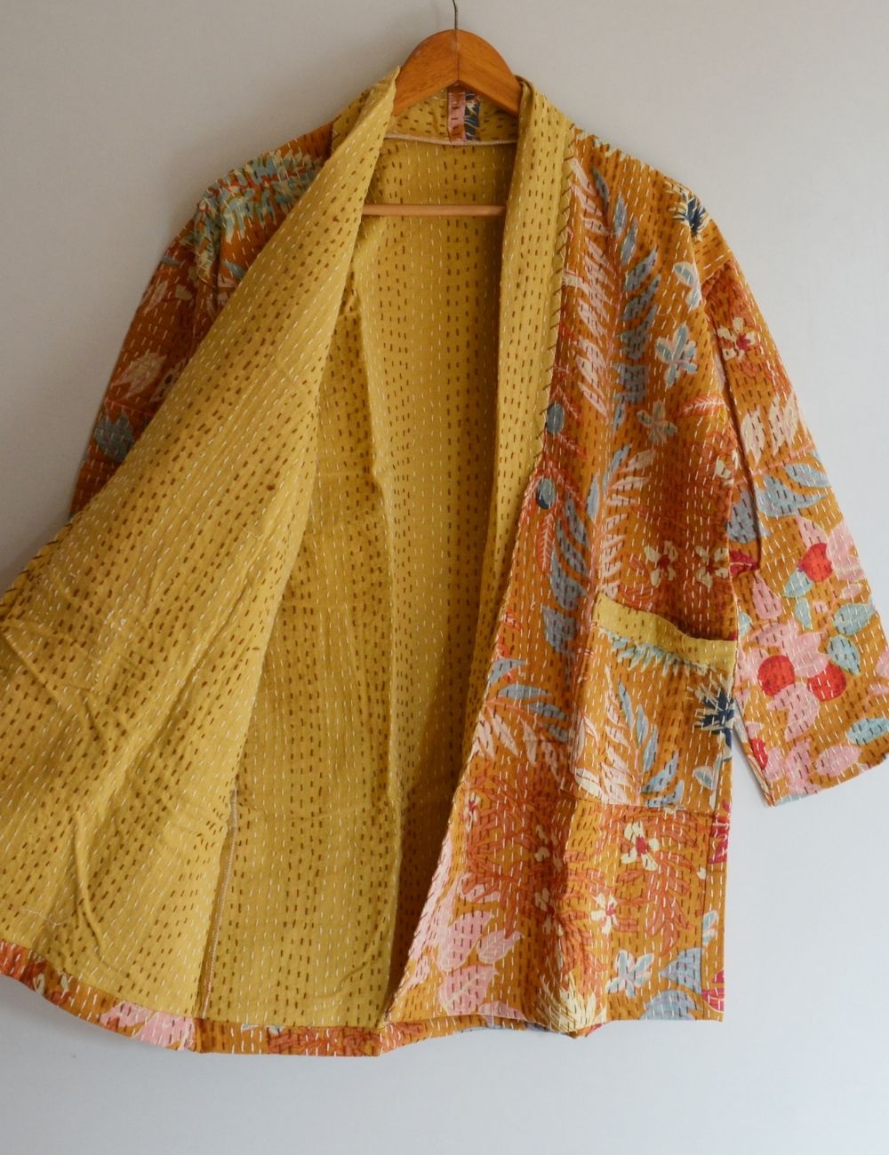 Quilted Kantha Jacket Vintage Style Boho Coat