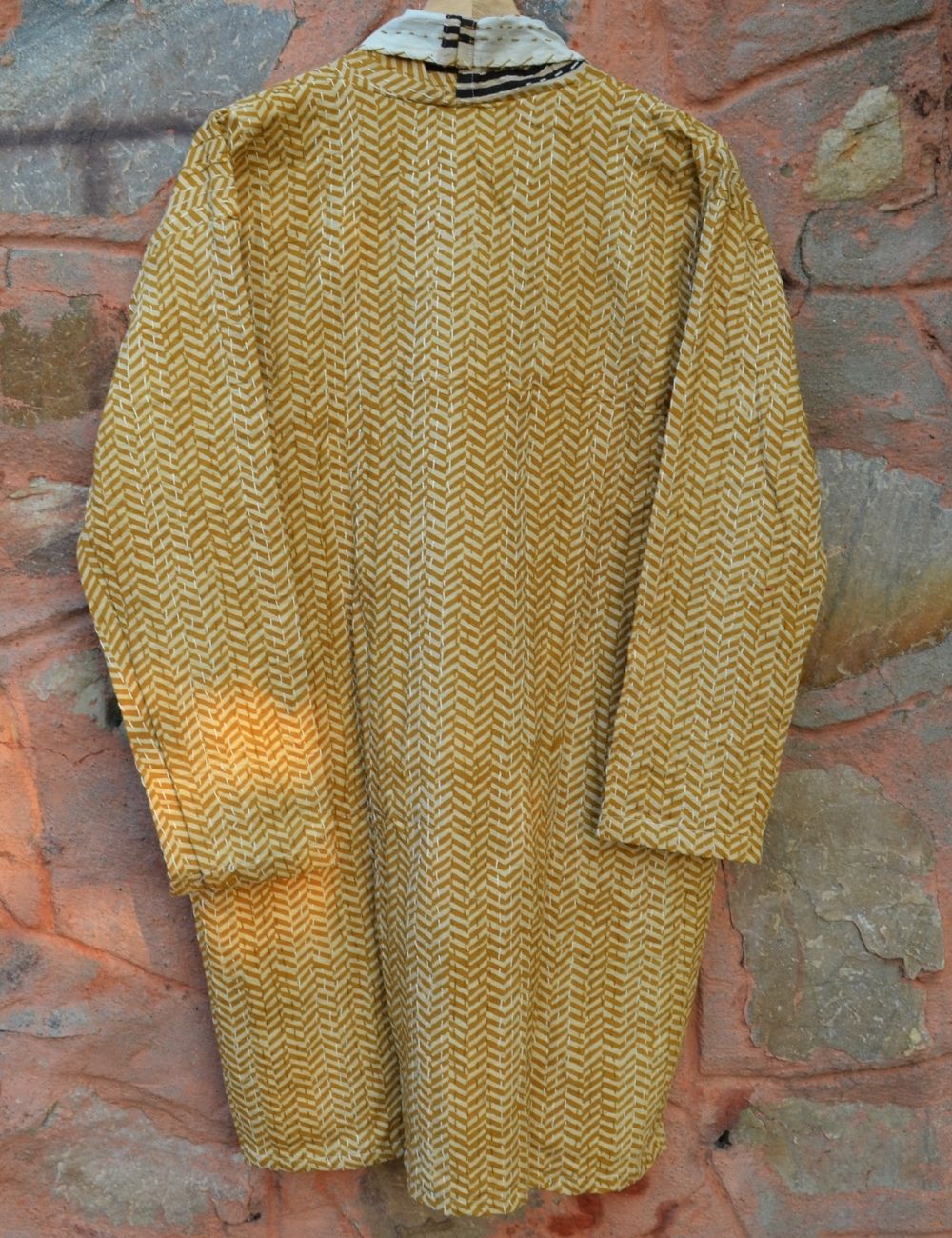 Kantha Short Jacket Women Beach Cover Coat Striped Print