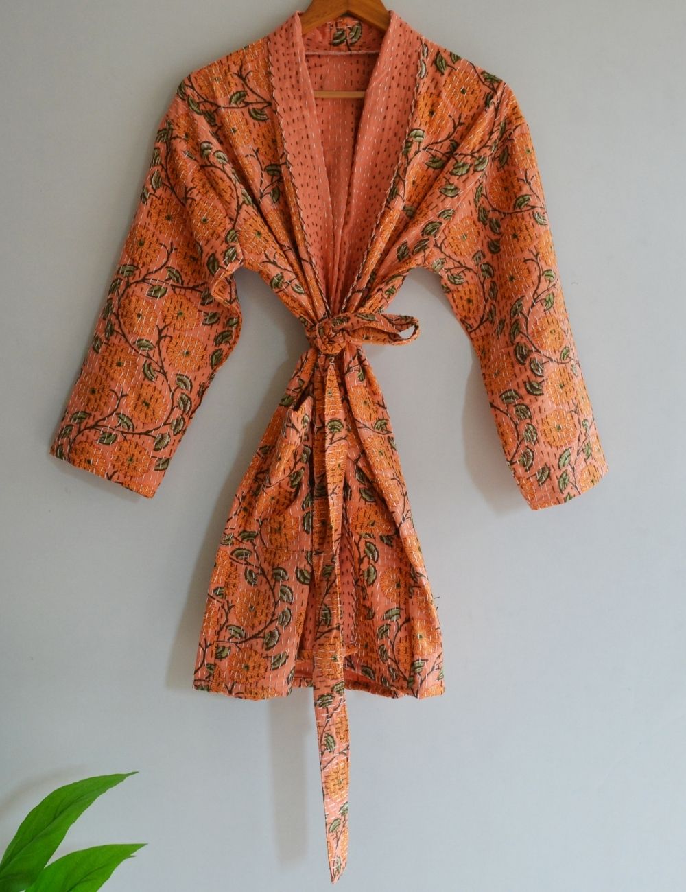 Vintage Quilted Winter Warm Open Jacket Boho Beach Coat
