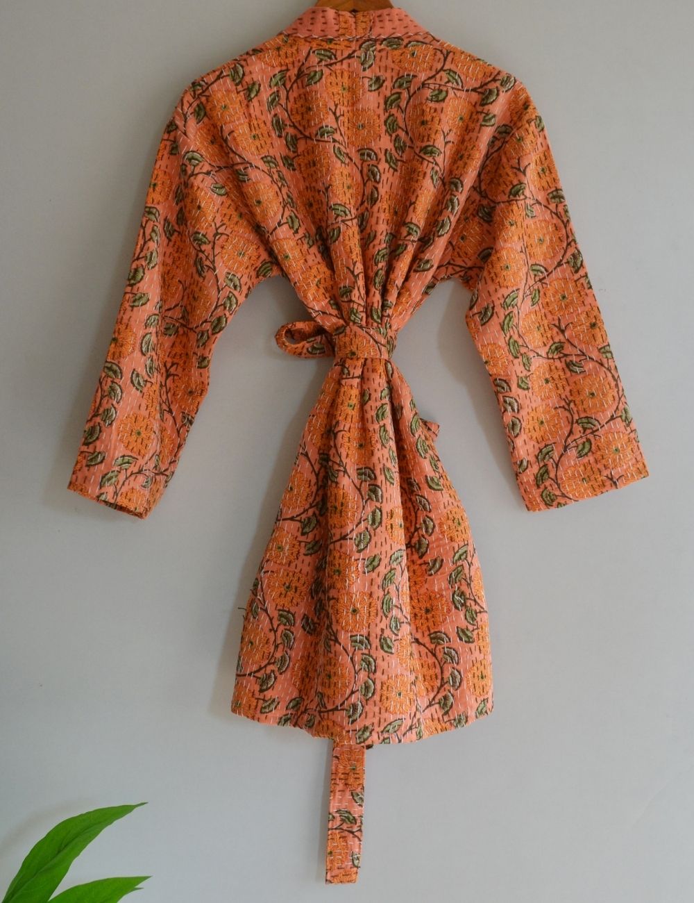 Vintage Quilted Winter Warm Open Jacket Boho Beach Coat