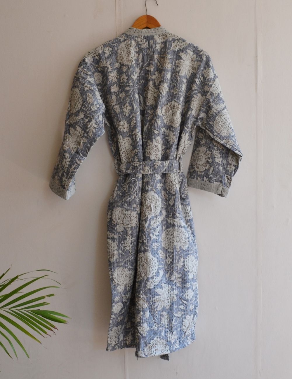 Unisex Classic Cotton Kantha Kimono Robe in Beach Cover Up