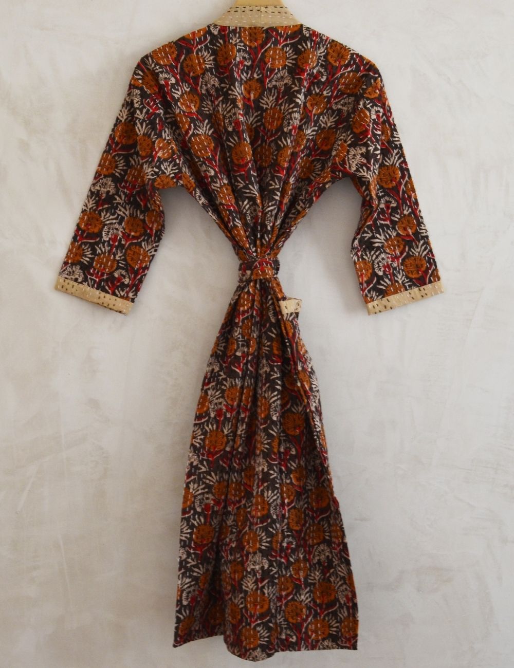 Indian Bagru Print Cotton Beach Robe For Bridal Party Gown