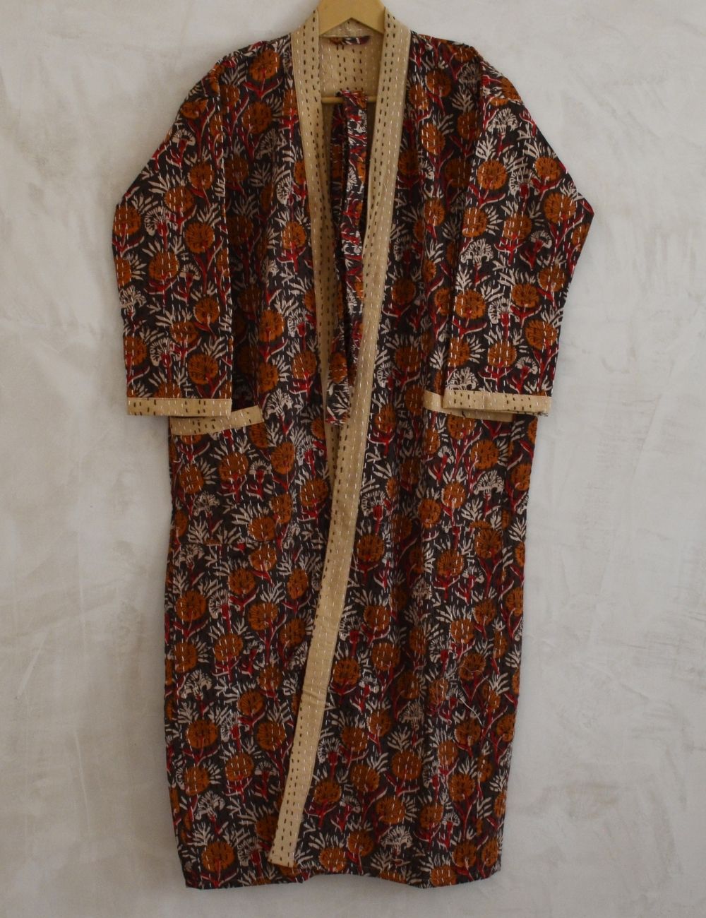 Indian Bagru Print Cotton Beach Robe For Bridal Party Gown