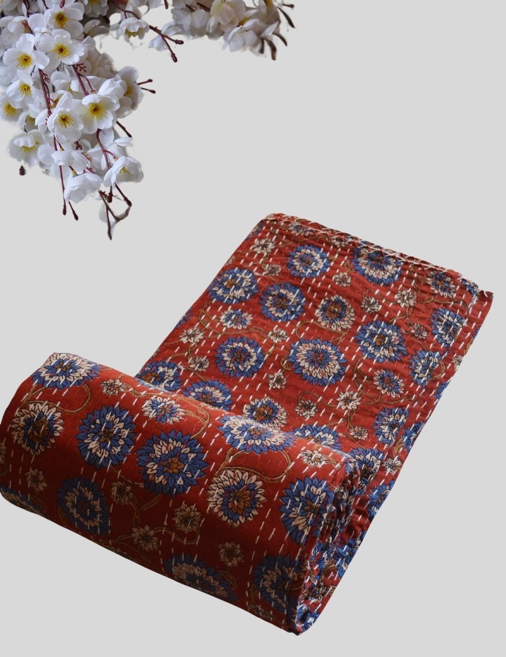 Kantha Bedcover Cotton Blanket Gudari Kantha Bedspread Blanket Gift for Her