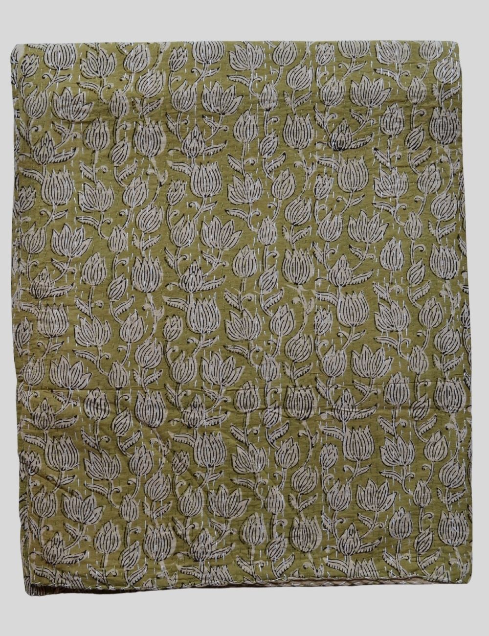 Kantha Stitch Pure Cotton Reversible Bed/Sofa Throw Kantha Quilt