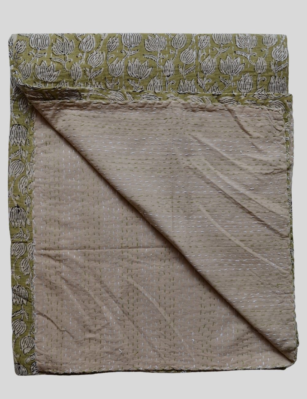 Kantha Stitch Pure Cotton Reversible Bed/Sofa Throw Kantha Quilt