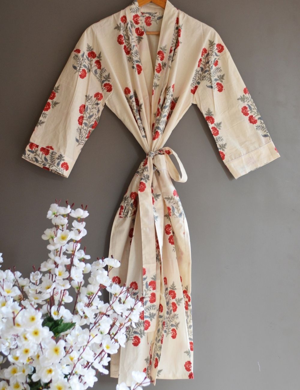 Indian Cotton Beach Cover Up Robes Floral Print