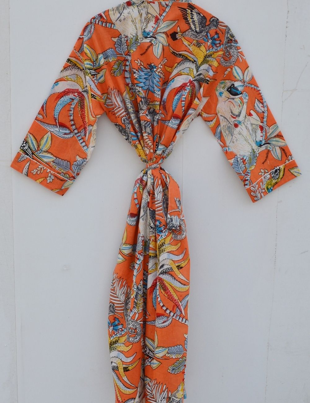Animal Block Printed Cotton Kimono