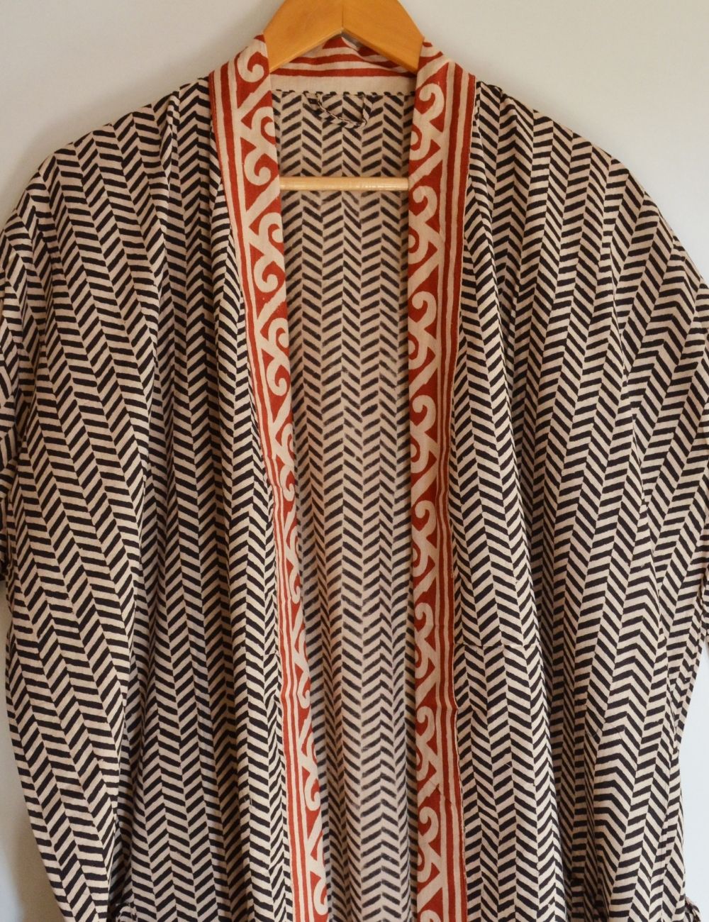 Bagru Cotton Bathrobe Women Maternity Robe Strip Print