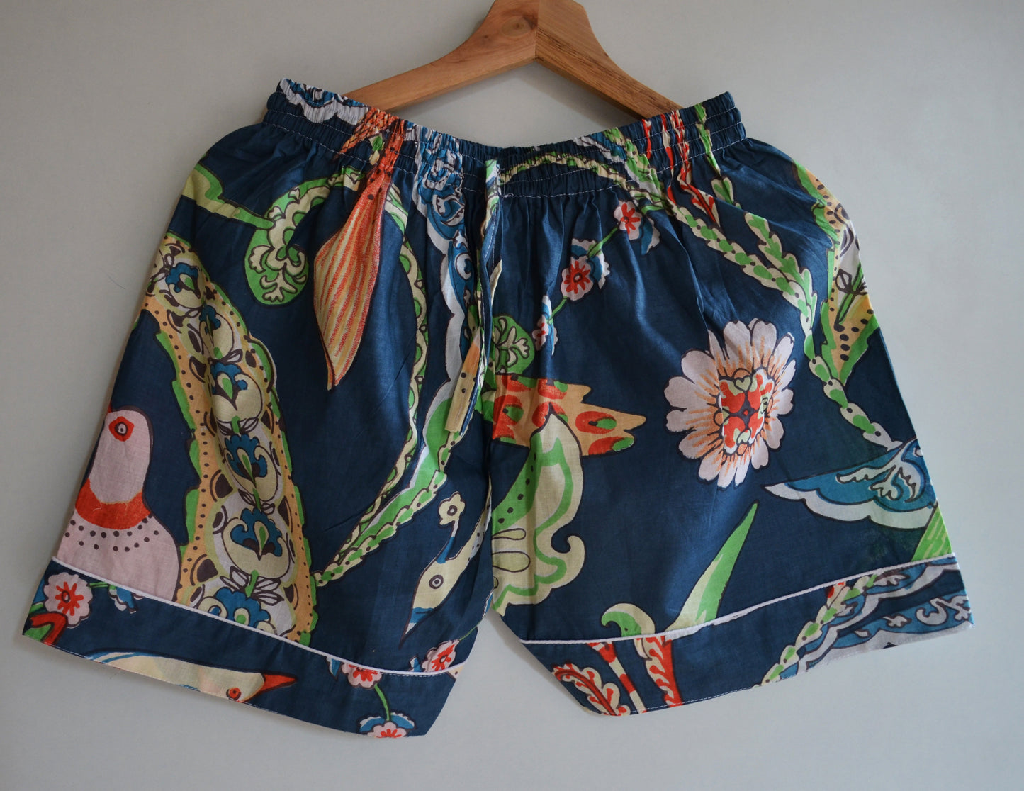 Indian Handmade Bird Print Night Dress Beautiful Summer Pjs High Quality Cotton Pajamas Hand Block Print Night Light Weight Comforter
