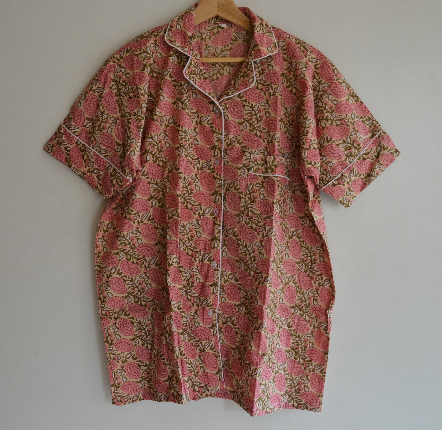 Hand Block Print Cotton PJ Set: Breathable Night Suit Sleepwear For Women's Night Suit