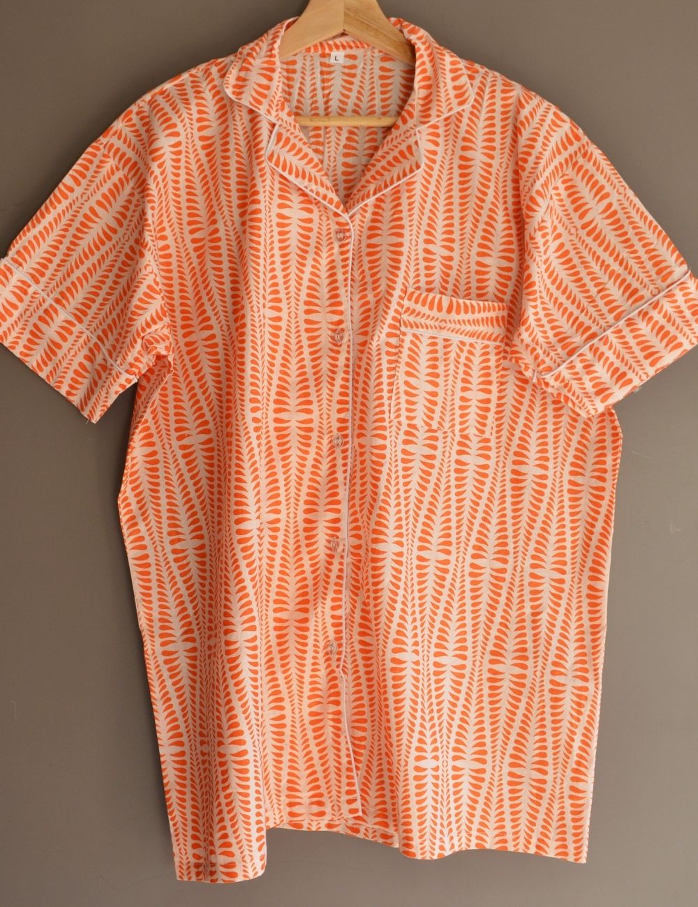 Luxury Indian Jaipur Screen Print Night Suit Short Sleeves Shirt