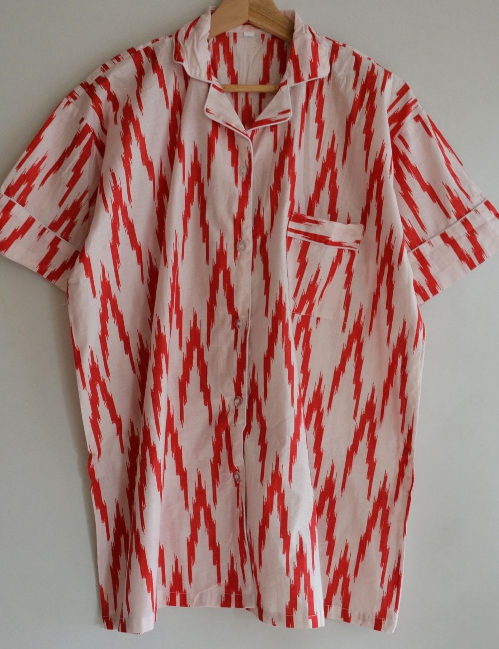 Ikat Print Pyjamas Set Ultra Soft Night Dress For Women
