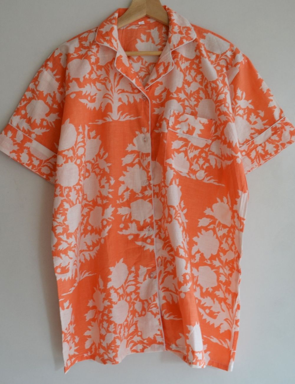 Hand Print Sleepwear Floral Print Cotton Pajamas Sets