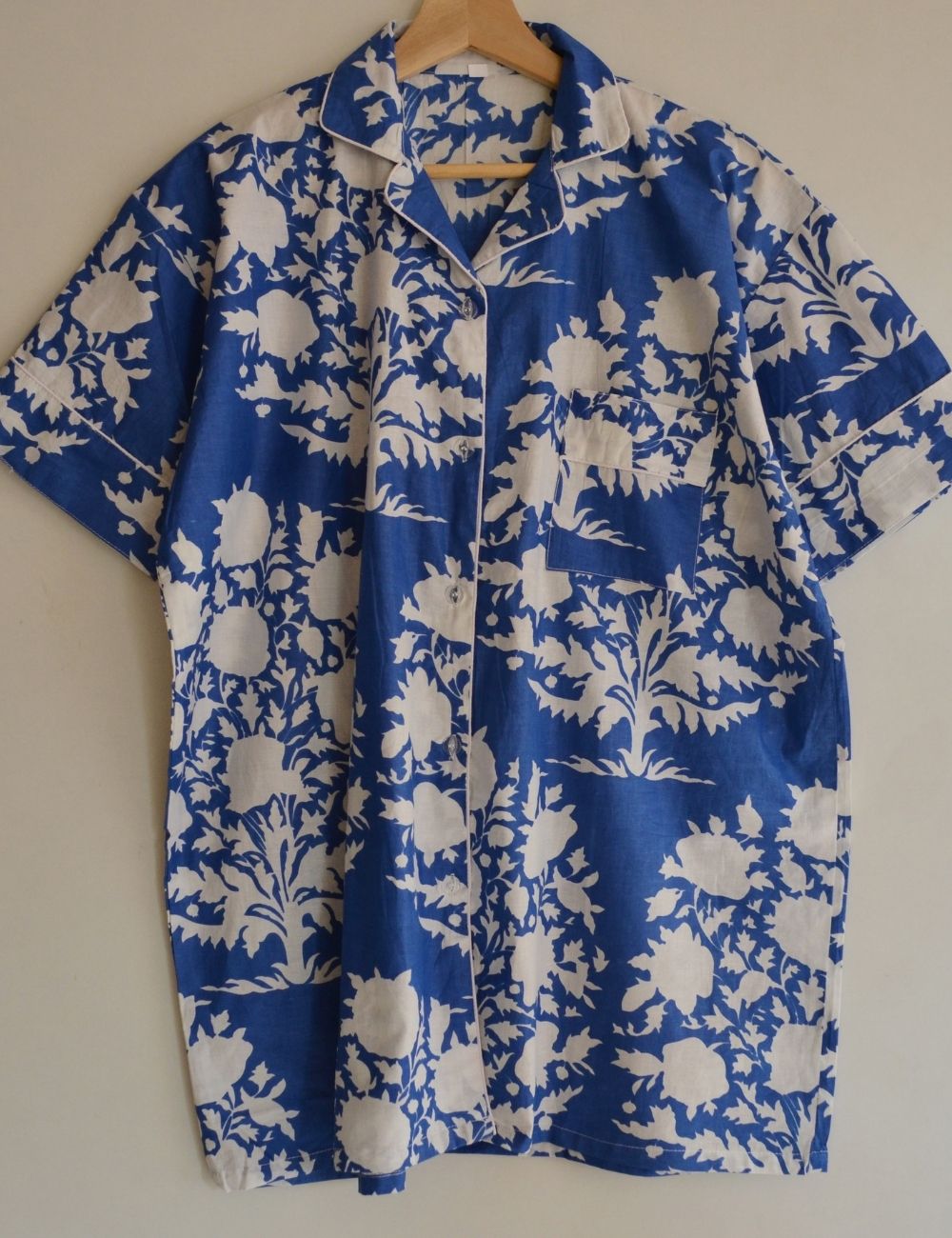 Blue Floral Print Summer Night Pj Set