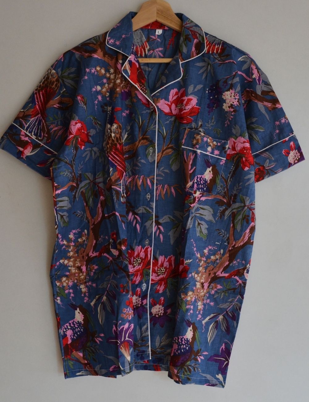 Bird Printed Blue Sleepwear Night Suit