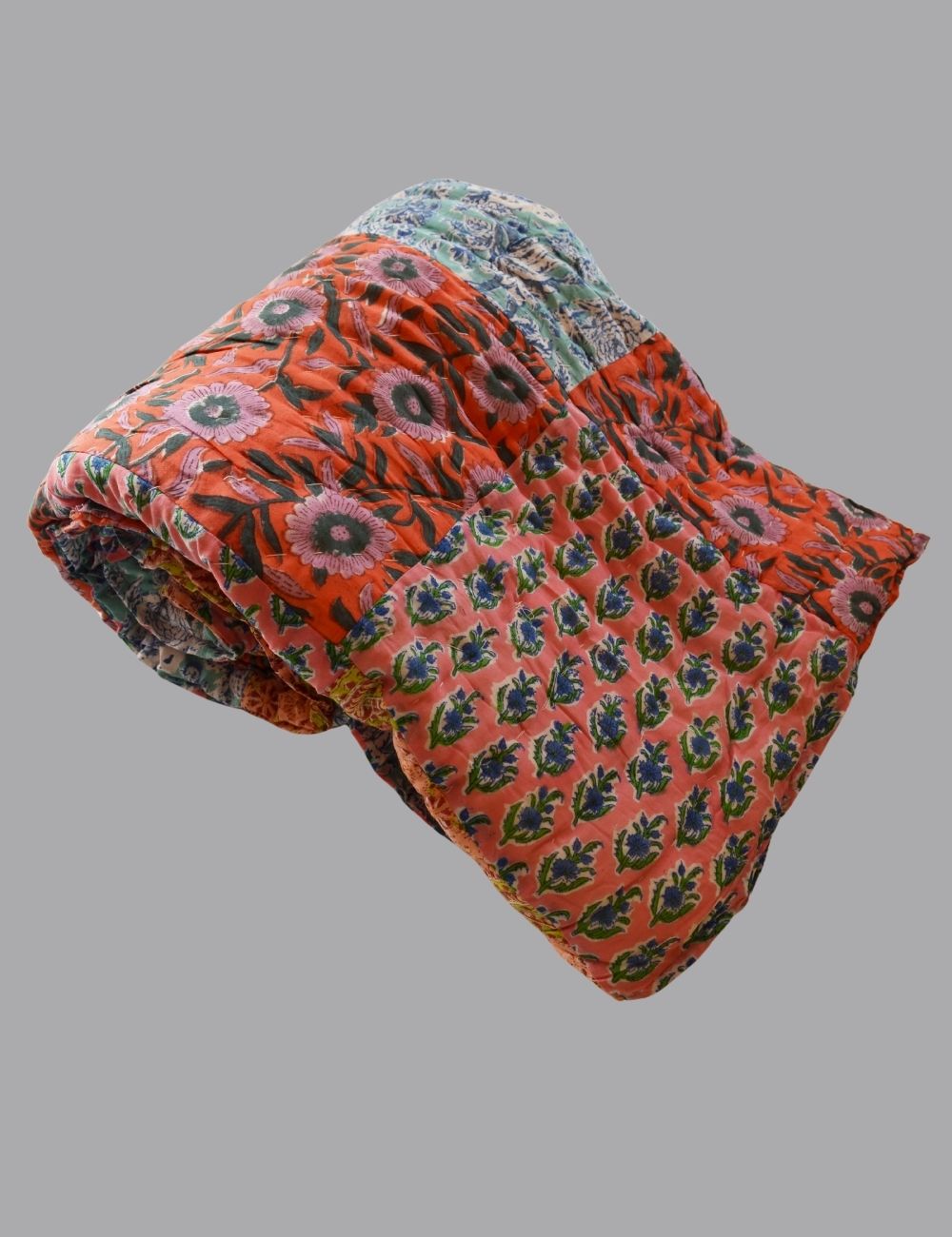 Indian Handmade Patch Print Cotton Jaipuri Razai