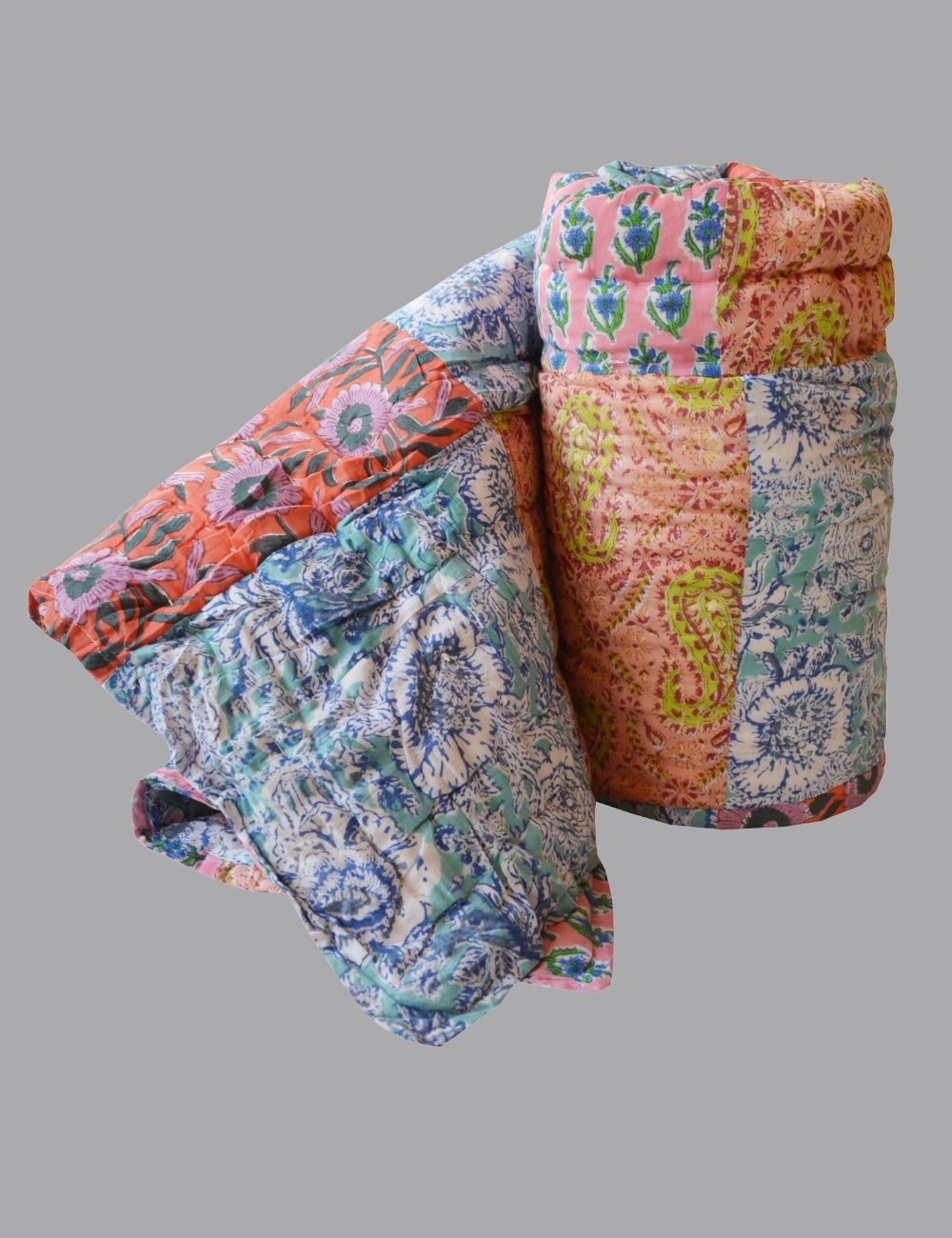 Indian Handmade Patch Print Cotton Jaipuri Razai