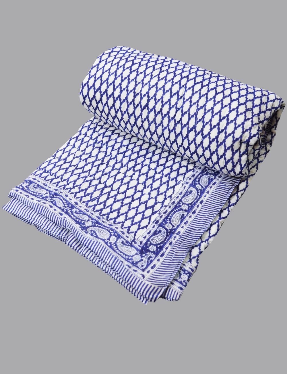 Jaipuri Razai 100% Cotton Quilt Made in India Handmade Block Print Reversible