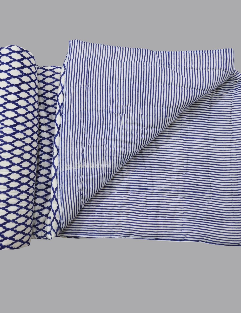 Jaipuri Razai 100% Cotton Quilt Made in India Handmade Block Print Reversible