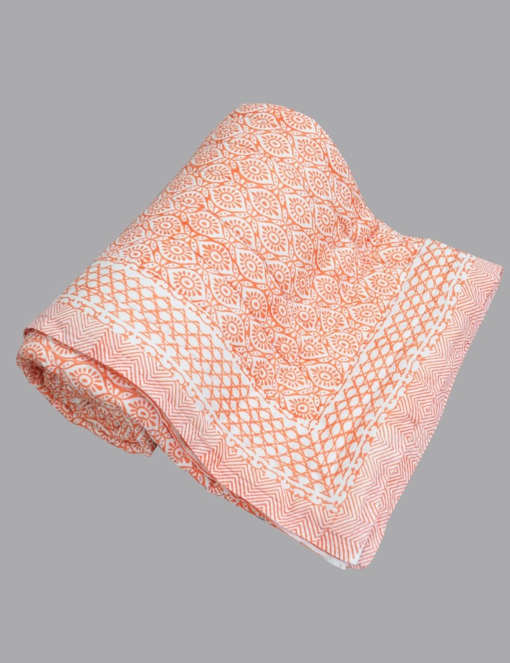 Hand Block Cotton Reversible Blanket Winter Bedspread Cozy Indian Comforter