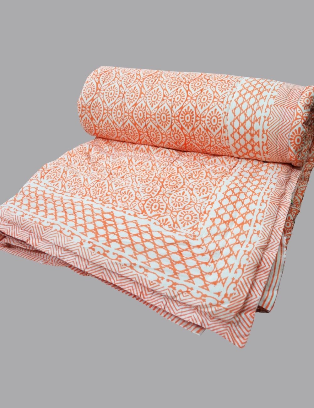 Hand Block Cotton Reversible Blanket Winter Bedspread Cozy Indian Comforter