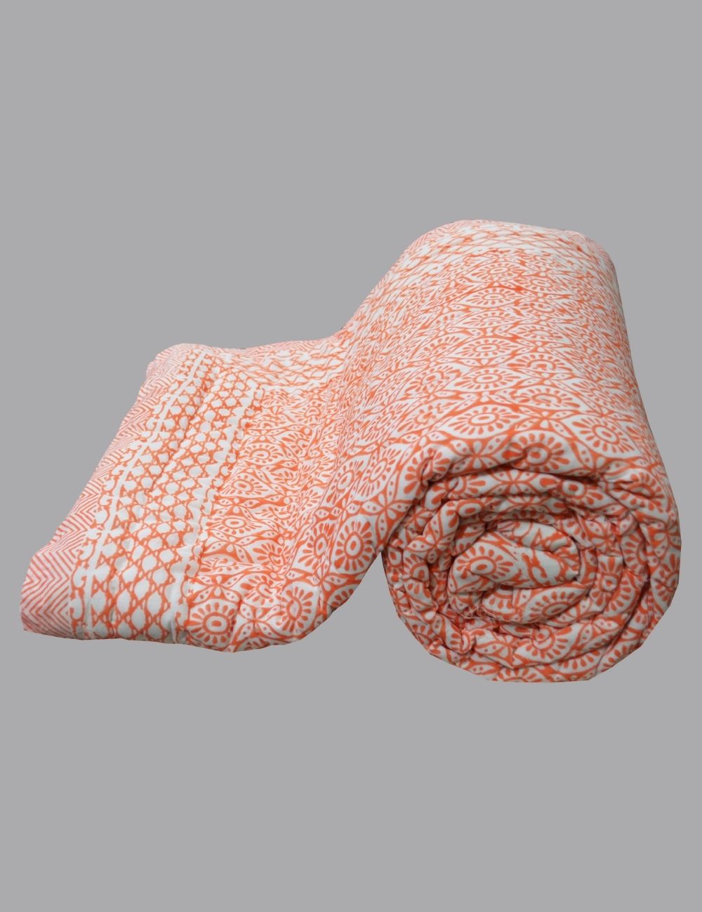 Hand Block Cotton Reversible Blanket Winter Bedspread Cozy Indian Comforter