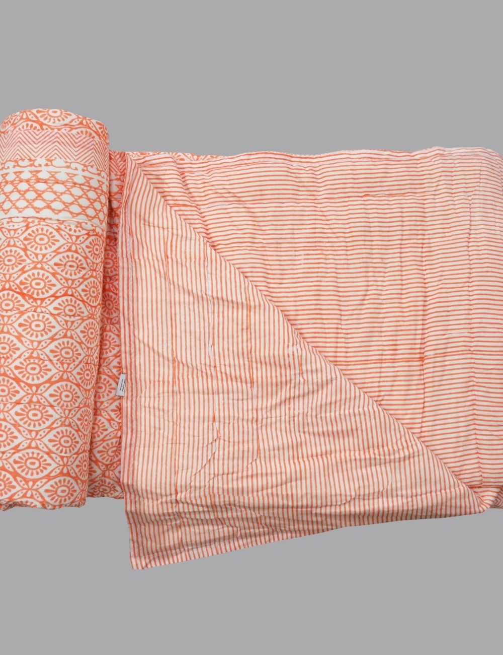 Hand Block Cotton Reversible Blanket Winter Bedspread Cozy Indian Comforter