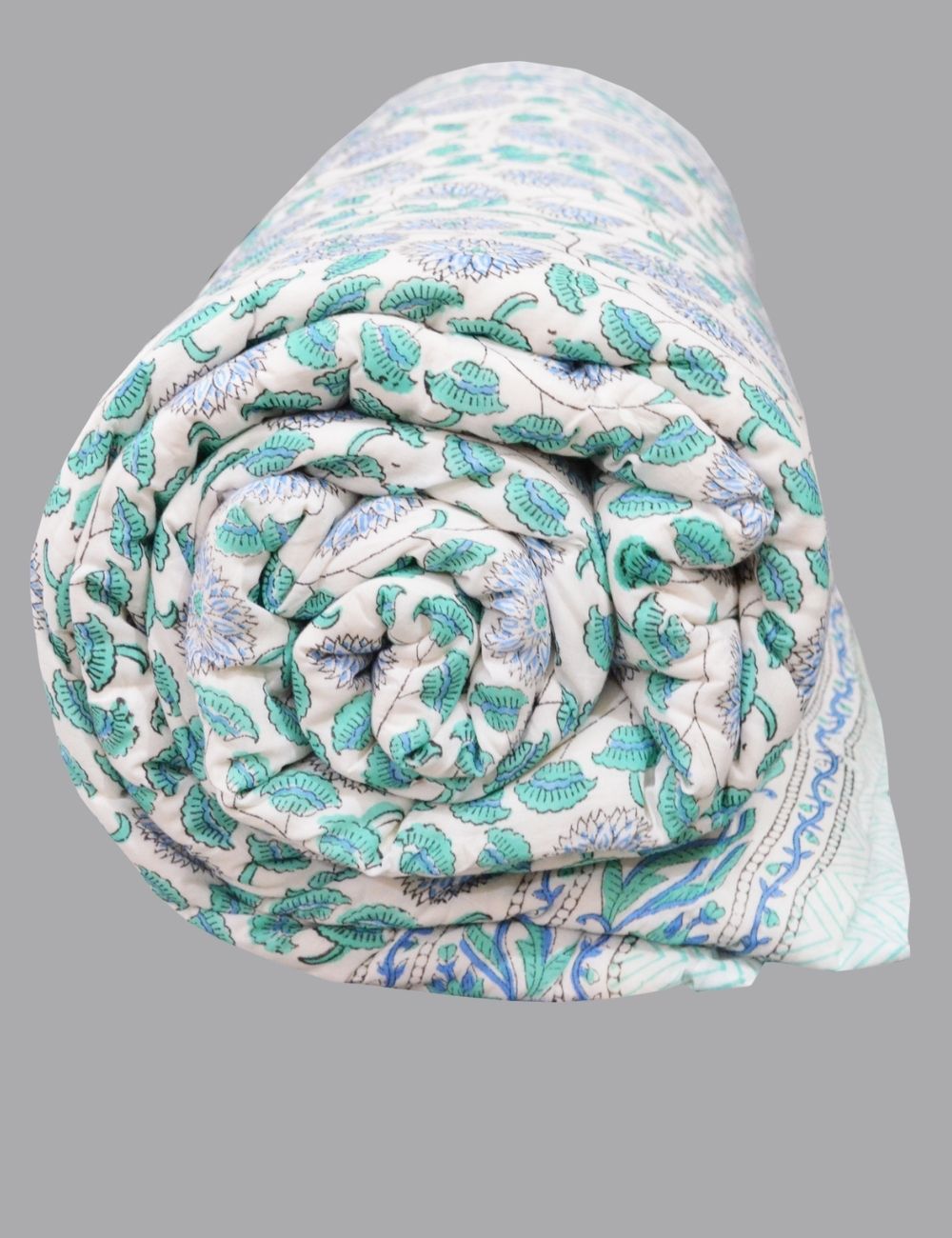 100% Cotton Boho Quilted Reversible Quilt Floral Print Royal Comfoter