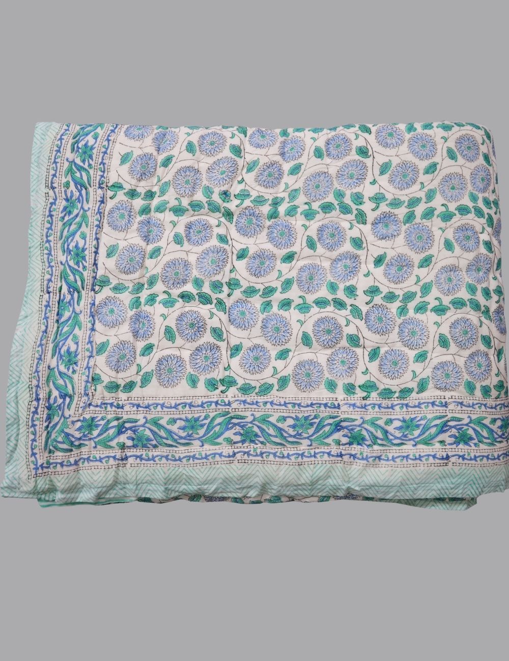 100% Cotton Boho Quilted Reversible Quilt Floral Print Royal Comfoter