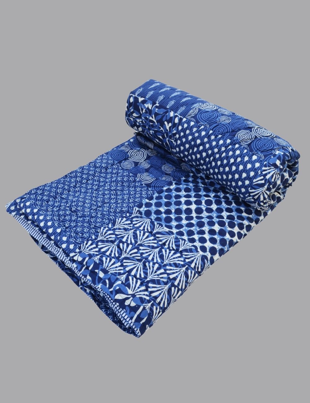 Indigo Soft Cotton Quilt For Winter Warm Reversible Blanket