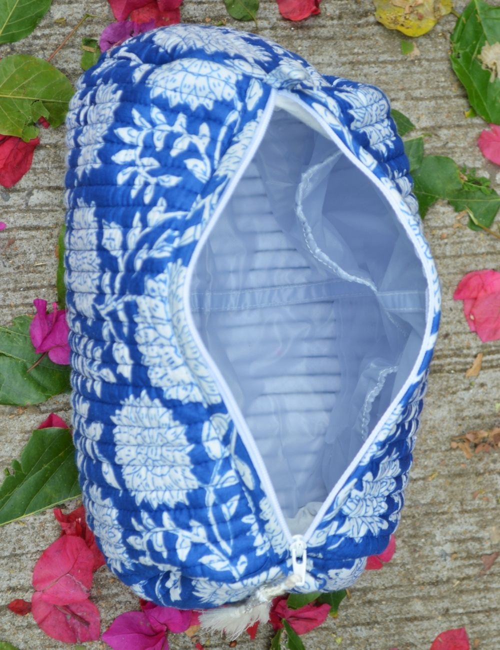 Floral Print Cotton Wash Bag Set Of 3 Pieces