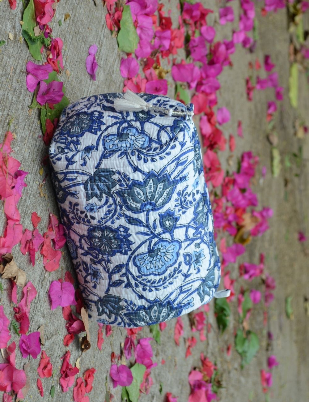 Handmade Women Quilted Makeup Bag Set Eco-friendly Cotton Wash Bag