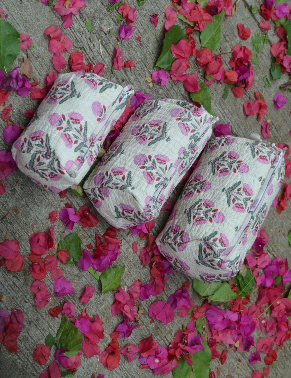 3 Pcs Quilted Makeup Toiletry Bag Women Storage Pouch