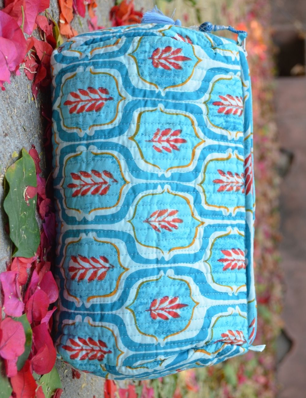 Block Print Toiletry Bag Set of 3 Indian Block Print Cotton Cosmetic Bag