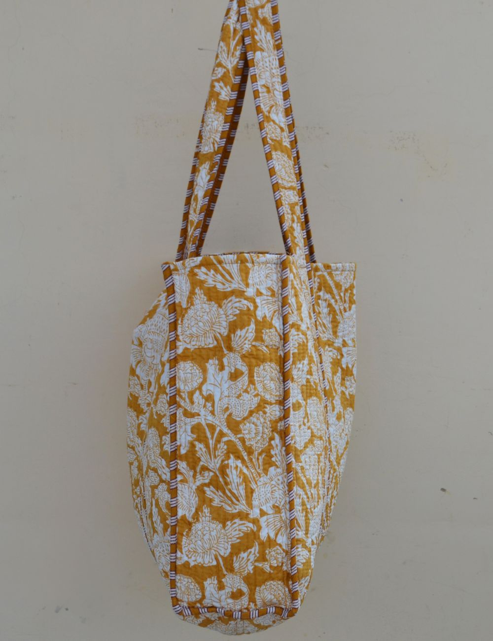 Quilted Cotton Tote Bag Indian boho quilted shoulder bag