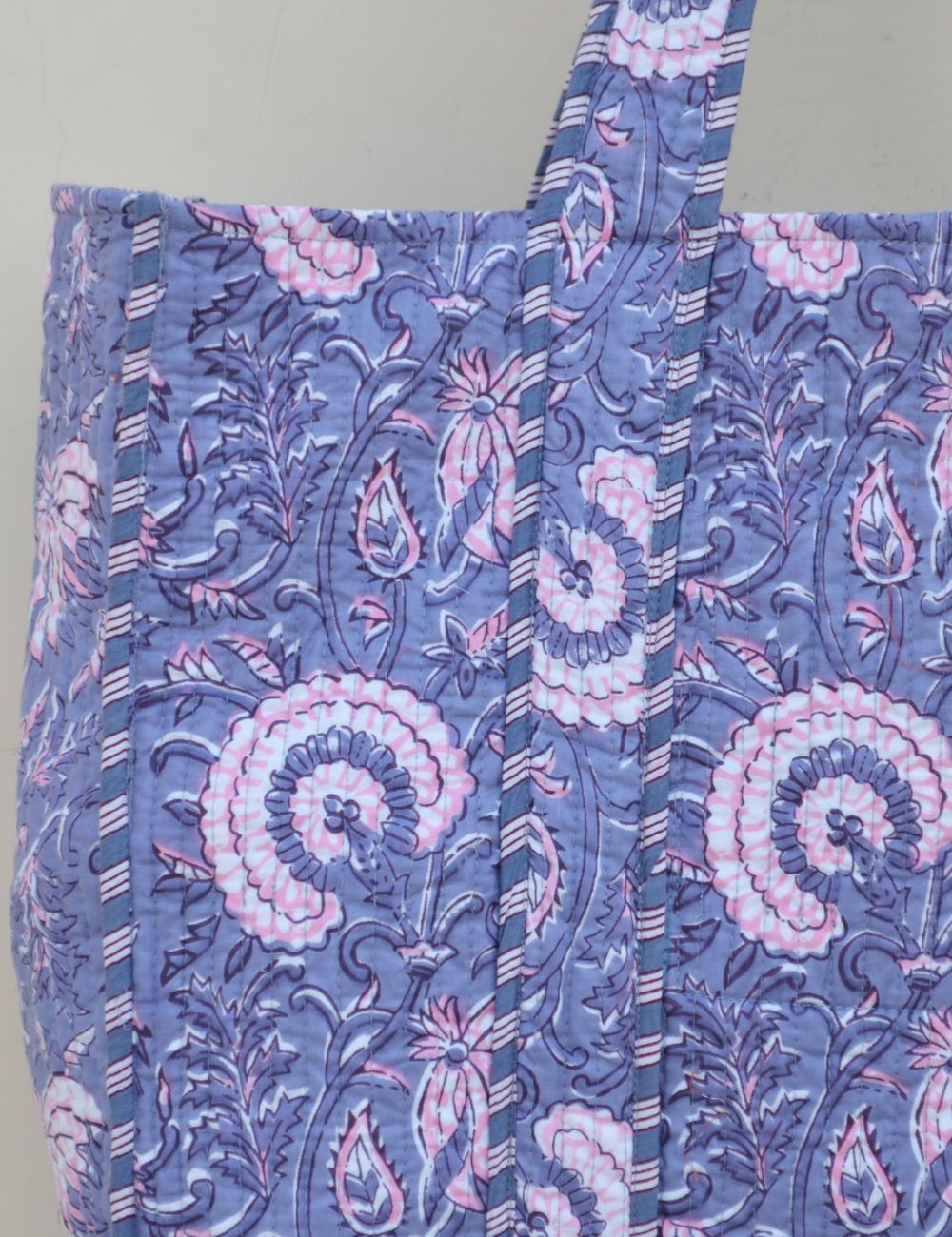 Handmade Quilted Tote Shopping Bag Indian Pure Cotton