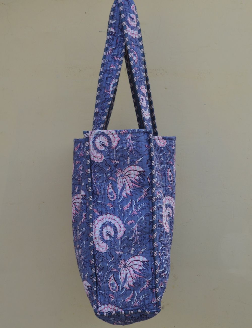 Handmade Quilted Tote Shopping Bag Indian Pure Cotton