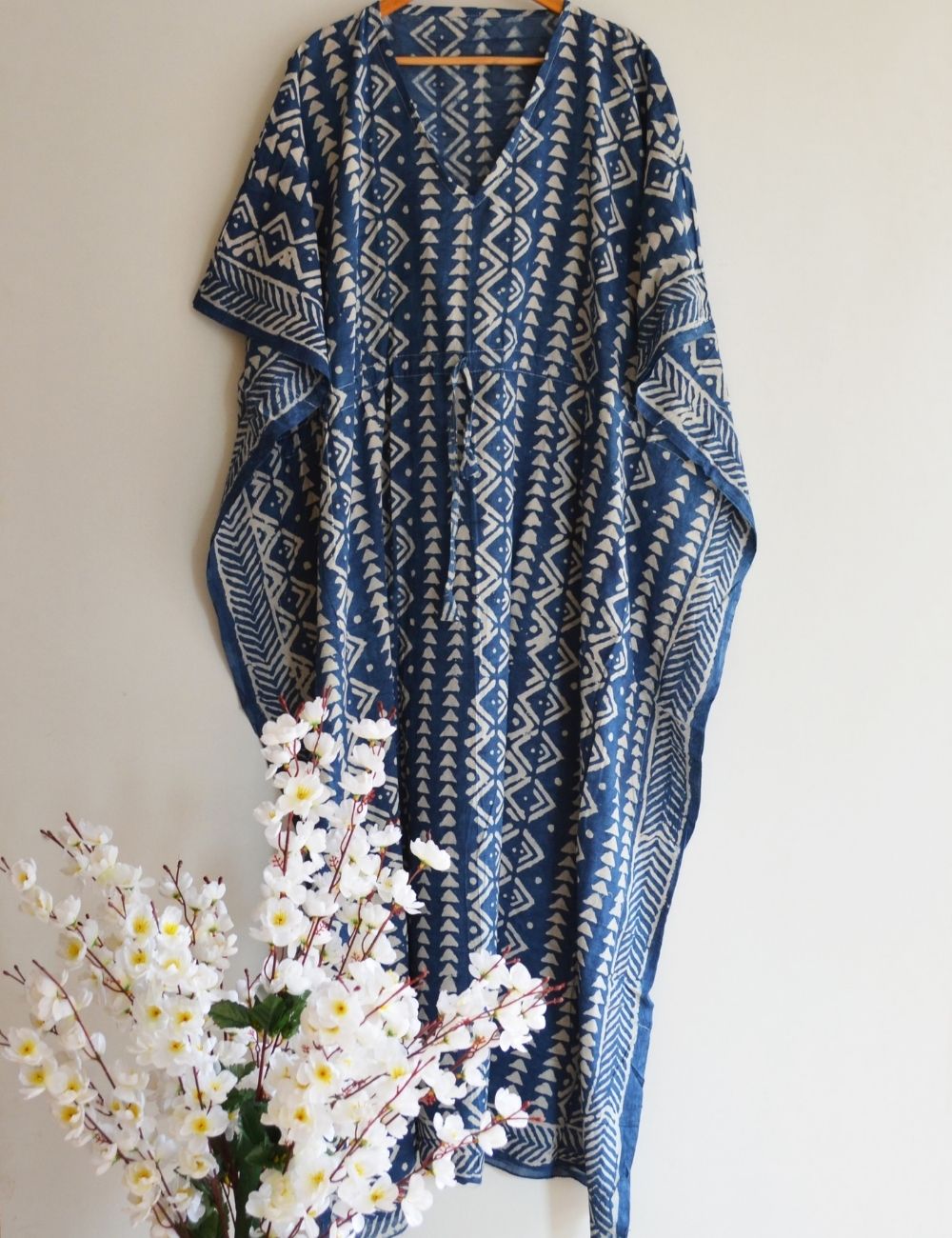 Indigo Color Long Royal Comfy Night Cotton Maxi